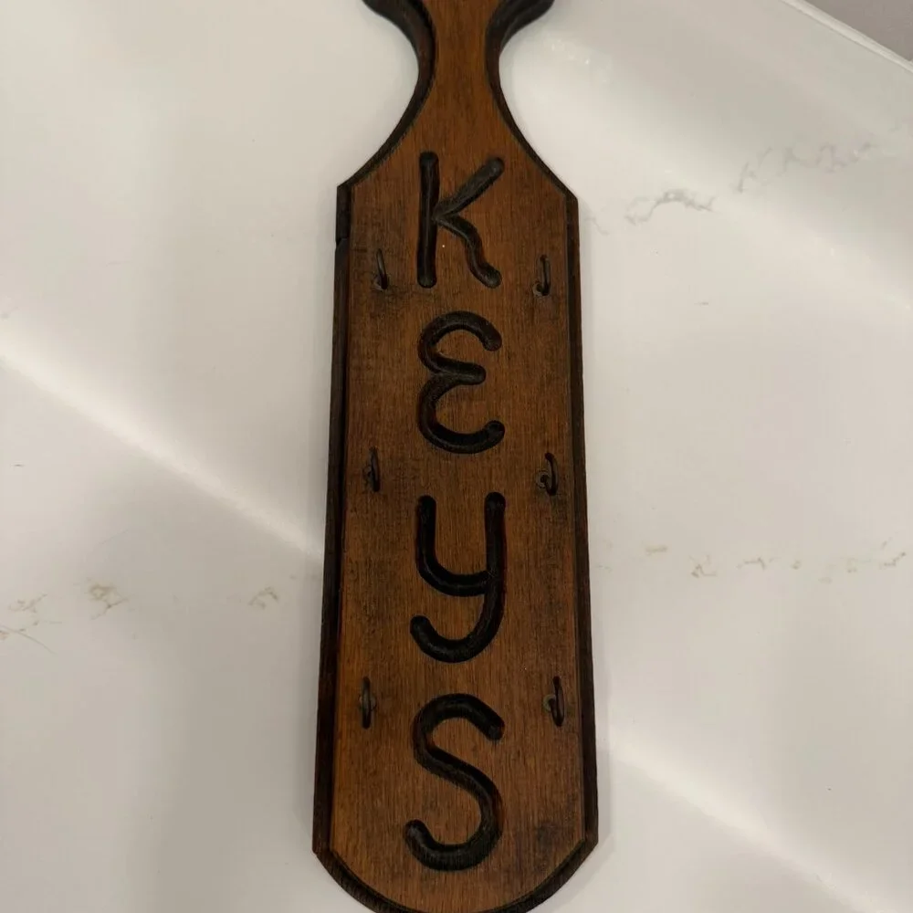 Vintage Wooden‎ Key Holder with Hooks Paddle Style for Wall